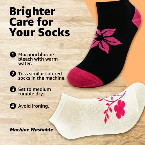 BRIGHT STAR Women's Low Cut Ankle Socks - 20-Pair | Soft & Comfortable Athletic Socks, Durable Polyester Blend, Machine Washable, Stylish Sock Pack for All Seasons (Size 9-11) - Image 3