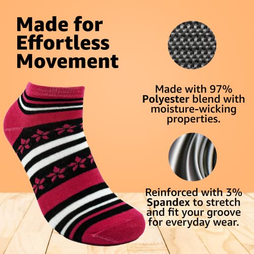 BRIGHT STAR Women's Low Cut Ankle Socks - 20-Pair | Soft & Comfortable Athletic Socks, Durable Polyester Blend, Machine Washable, Stylish Sock Pack for All Seasons (Size 9-11) - Image 4