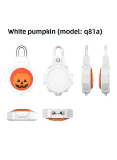 For Apple For Apple Airtag Tracker Wire Security Lock PC Set Waterproof Protective Case Cartoon Cute-Color:White Pumpkin (Q81A)