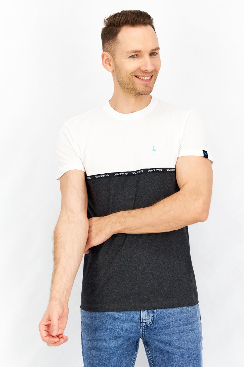 Tailorbyrd تي شيرت قصير الأكمام للرجال بياقة دائرية بلونين، أبيض - Image 1