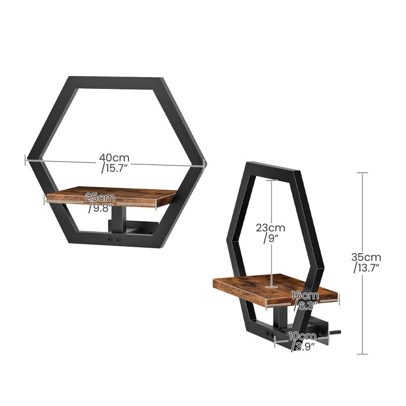 CHOEZON Wall Planters for Indoor Plants Set of 2, Wall Plant Holder, Floating Shelves for Living Room, Bedroom, Kitchen, Home Office, Rustic Brown and Black TBJ40P2BF - Image 3