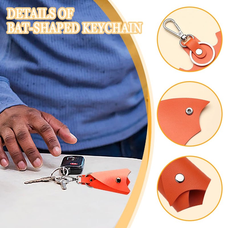 TRKETK 3 Piece Car Key Ring Bat Shaped Synthetic Leather Key Case Bag Key Holder Unisex for All Types of Car Keys Accessories - Image 4