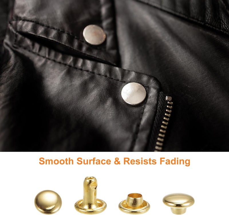 100 Pieces Metal Snap Fasteners Double and Single Cover Snap Fasteners for DIY Crafts Belt Bag Leather Clothes Multi Size and Color Choose Your Business (Silver*Black10*10ml) - Image 3