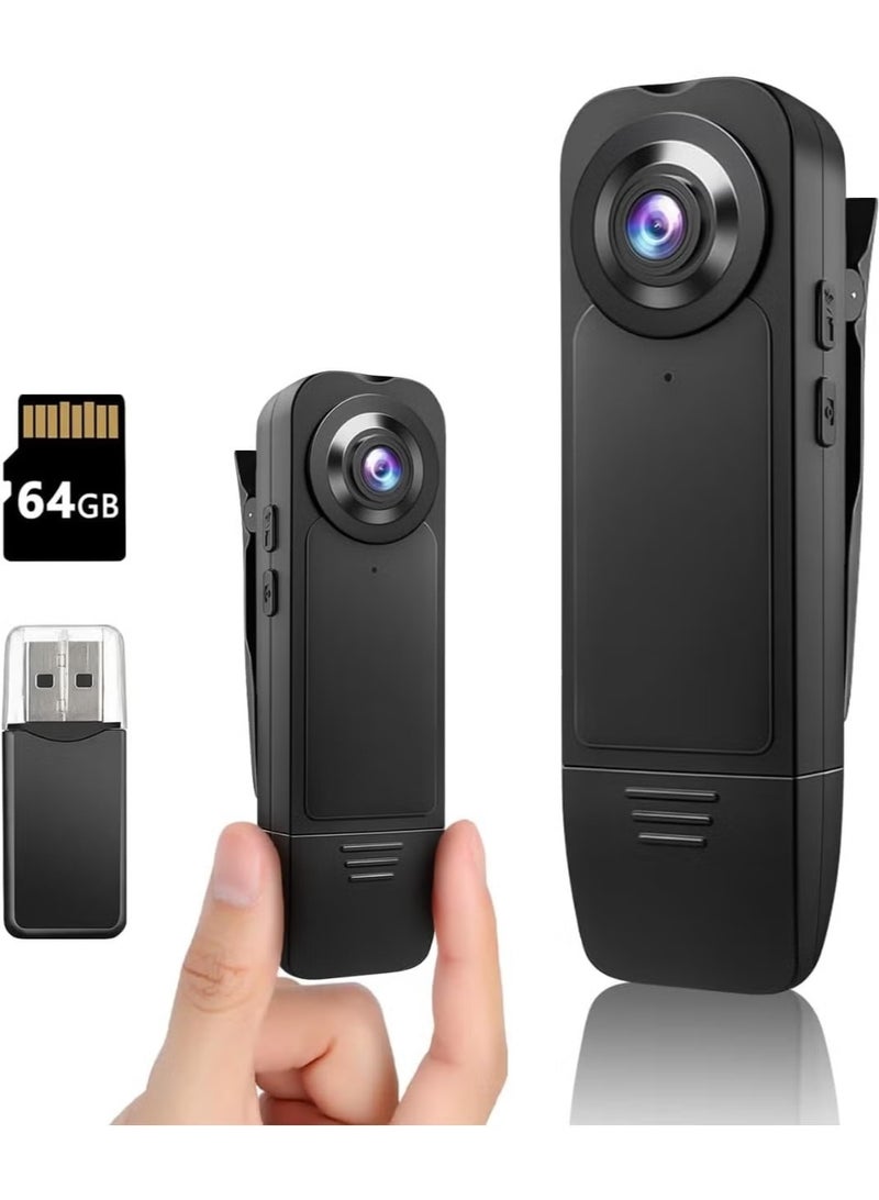 Mini Body Camera 1080P Camera with Memory Card,Body Worn Cam,Premium Portable,Wearable Video Recording Camcorder for Work Records ( incldued 64GB Card) - Image 1