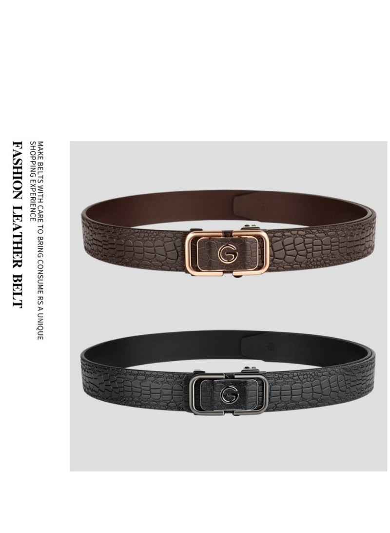 Ratchet Men Belt, Dress Leather Belt for Men Comfort Click, Fashion Stretch Belt with Automatic Buckle - Perfect Companion to Mens Dress Shoes, 115cm / 27" - 38" Waist Adjustable (G - Black) - Image 5