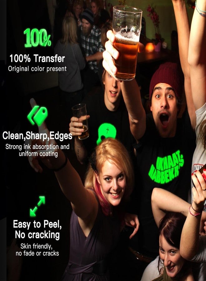 CenDale Glow in The Dark DTF Film - 8.5"x11" 30 Sheets Glow in The Dark DTF Transfer Film for Dark/Light T Shirt Textile, Luminous Green Premium Direct to Film DTF Paper Cold Peel DTF Transfer Sheets - Image 4