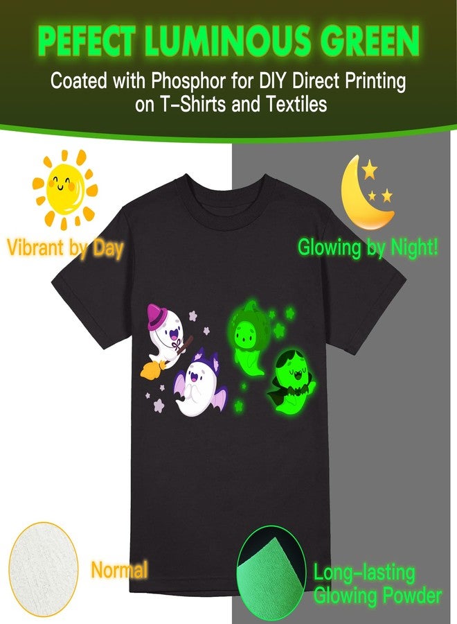 CenDale Glow in The Dark DTF Film - 8.5"x11" 30 Sheets Glow in The Dark DTF Transfer Film for Dark/Light T Shirt Textile, Luminous Green Premium Direct to Film DTF Paper Cold Peel DTF Transfer Sheets - Image 2