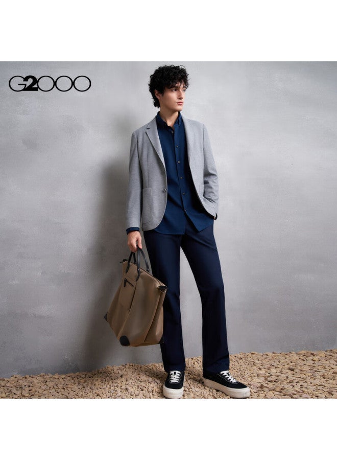 G2000 Oxford Fabric Men's Autumn Winter Comfortable Cotton Blend Casual Long Sleeve Shirt Deep Navy 2XL - Image 5