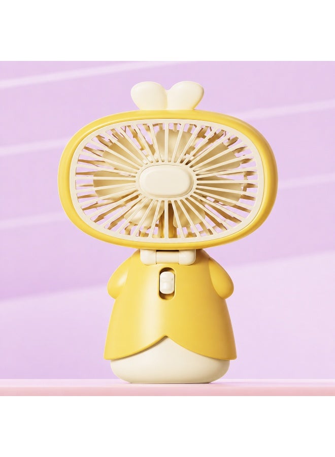 Cute Rabbit Handheld Fan, Yellow Portable Mini Cooling Fan for Kids