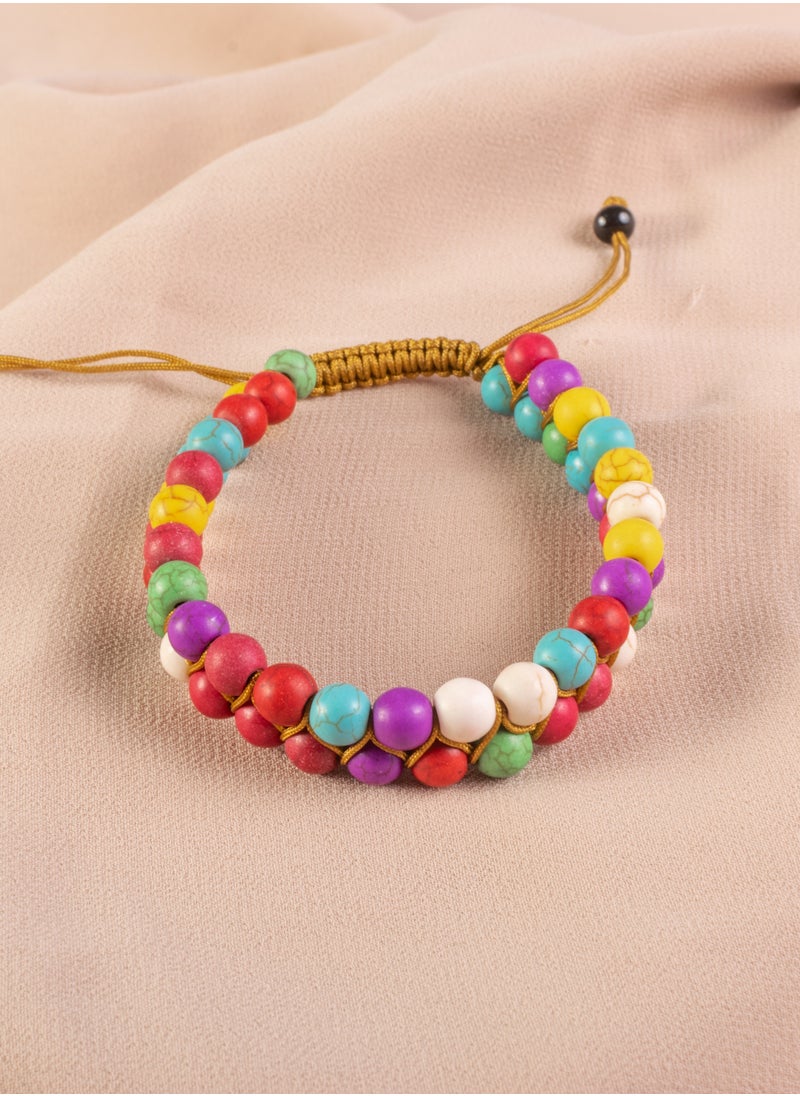 The Black Pearl Accessories - 2 Layered Multicolors Beads Paracord Bracelet - Image 1
