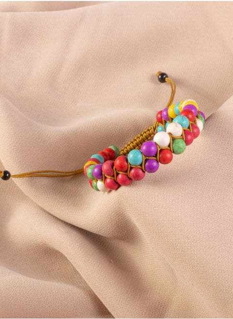 2 Layered Multicolors Beads Paracord Bracelet