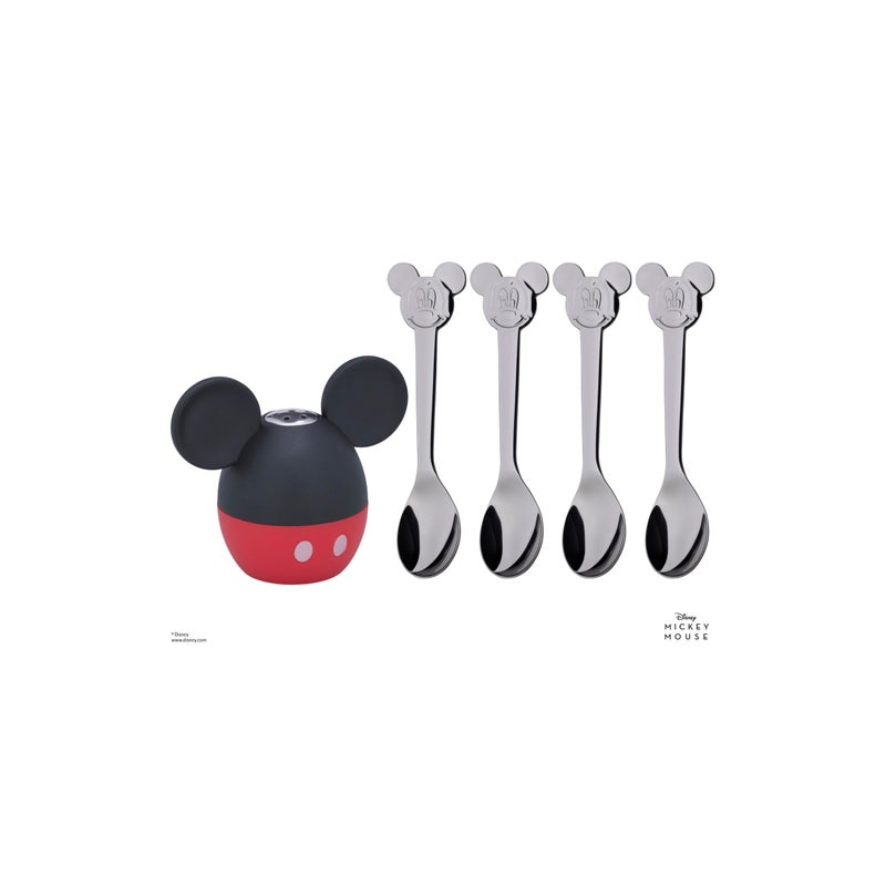 WMF WMF Disney Mickey Mouse Shaker Set 5 Pieces Salt Shaker with 4 Spoons Cromargan Polished Stainless Steel Dishwasher Safe 