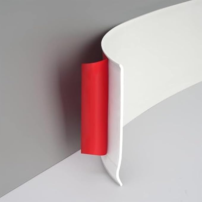 WHITE PVC SKIRTING BOARD TRIM SELF-ADHESIVE,FLEXIBLE SKIRTING BOARDS COVERS,PEEL AND STICK WALL BASE BOARD MOULDING STRIP,BASEBOARD MOLDING TAPE(6M L,6CM W) - Image 2
