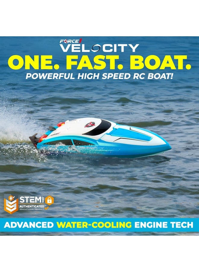 فوريس1 قارب Force1 Velocity Blue سريع التحكم عن بُعد - قارب تحكم عن بُعد للمسابح والبحيرات، قارب سريع للتحكم عن بُعد تحت الماء، قوارب صغيرة للتحكم عن بُعد للبالغين والأطفال، قارب تحكم عن بُعد بتردد 2.4 جيجاهرتز مزود ببطاريتين قابلتين لإعادة الشحن - Image 2