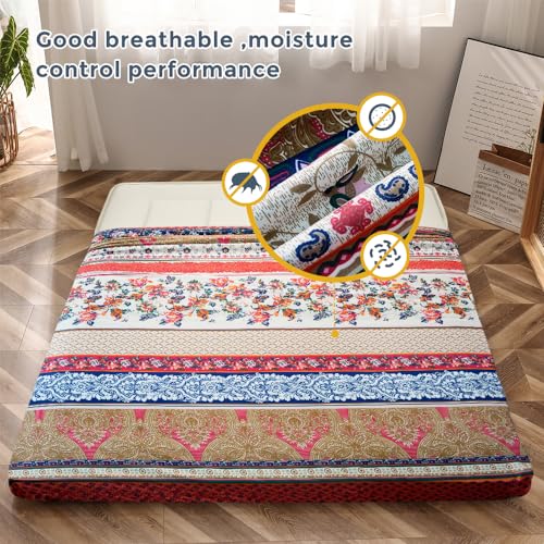 MAXYOYO Mattress Cover for Traditional Japanese Futon Mattress, Futon Floor Mats Cover with Zipper, Super Soft and Machine Washable, Bohemian D, Full - Image 5