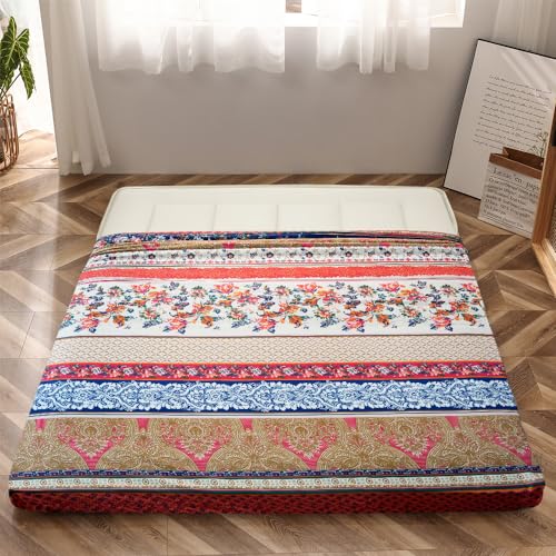 MAXYOYO Mattress Cover for Traditional Japanese Futon Mattress, Futon Floor Mats Cover with Zipper, Super Soft and Machine Washable, Bohemian D, Full - Image 4