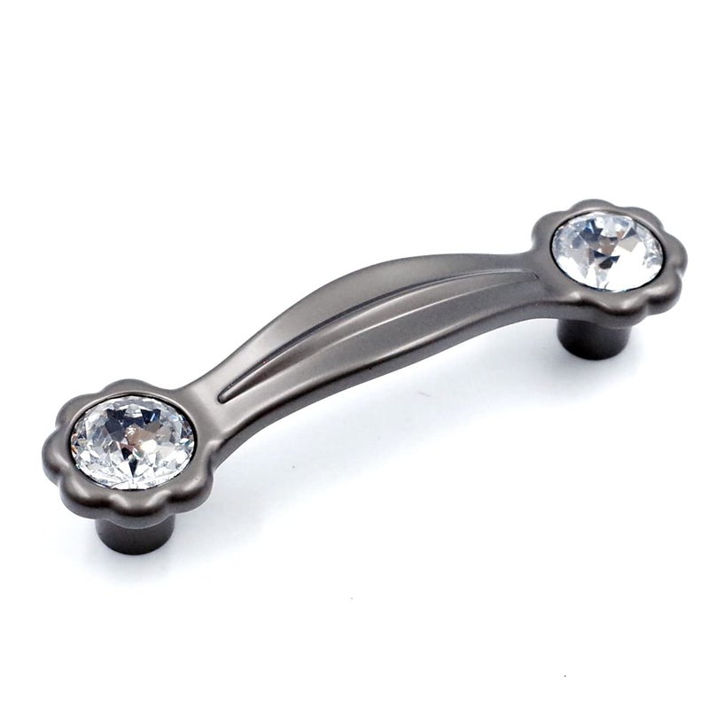 JETLAND Cabinet Drawer Crystal Pulls 4Pack Grey with Clear Glass 3 Hole Centers Shining Daisy Cabinet Handles for Dresser Nightstand Furniture PW6738GY076 - Image 2