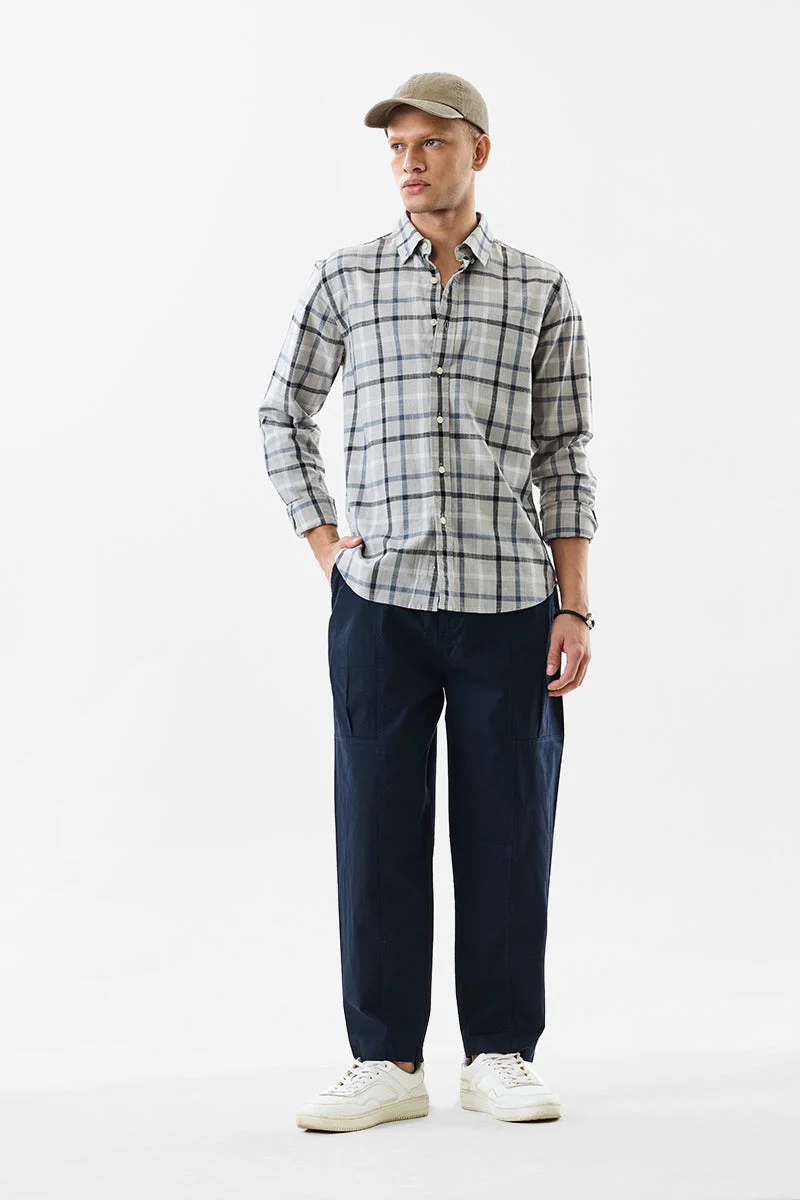 SNITCH Relaxed Fit Stretch Navy Blue Trousers