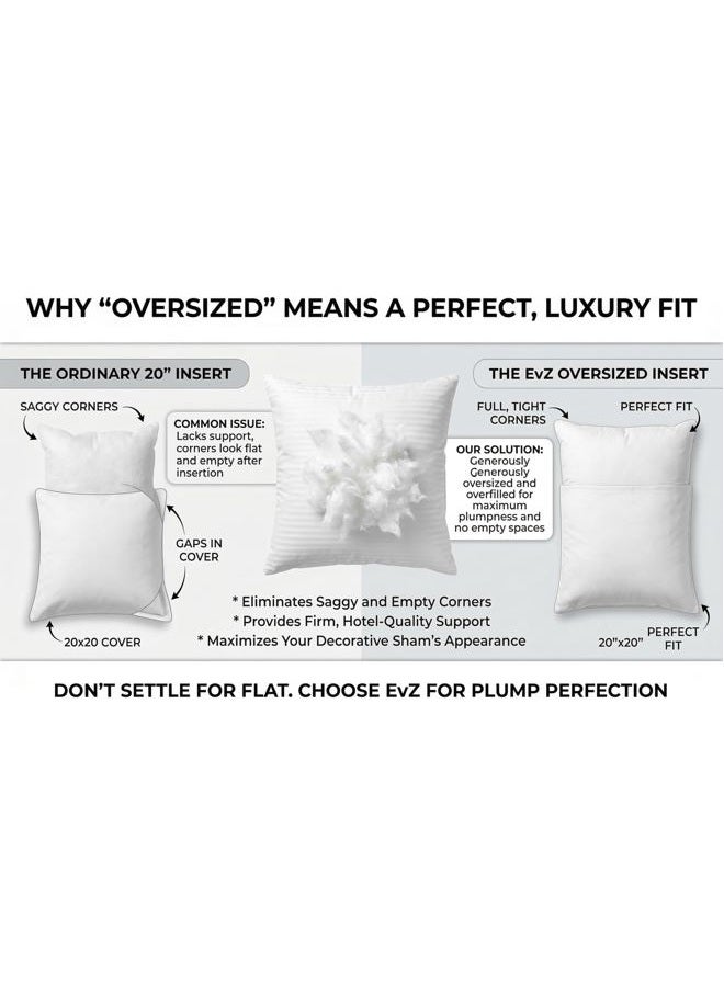 EvZ Homie Premium Stuffer Pillow Insert Sham Square Form Polyester, 20" L X 20" W, Standard White Striped - Image 5