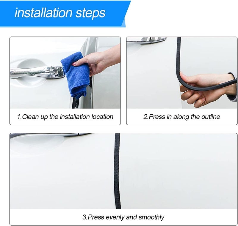 ZSIGNS Car Door Edge Protector Guards 5 Meter U Shape Edge Trim Rubber Seal Built in Shaped Steel Sheet Protector Rubber Anti-Scratch Anti-Collision Car Protection Door Edge Clips Fit for Most Car - Image 5