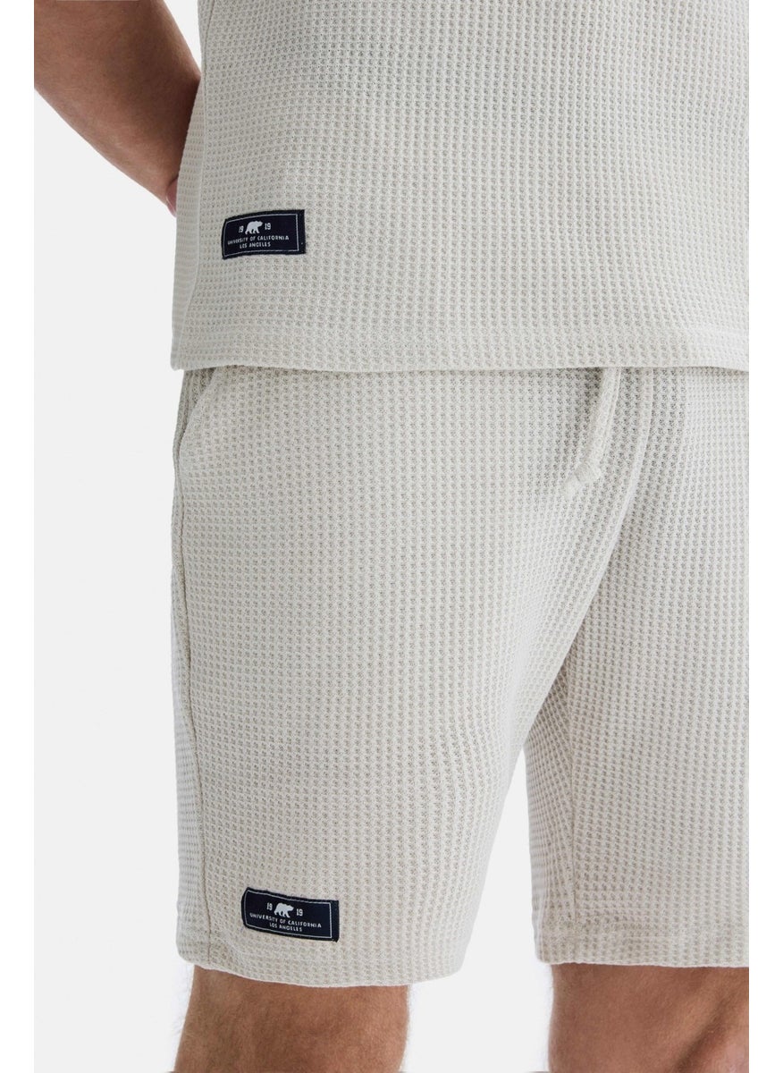 UCLA Sıerge Beige Knitted Shorts Printed Men's Knitted Shorts  - Image 2