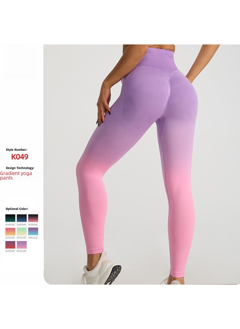 Generic - Autumn and Winter New High Waist Cycling Fitness Pants Hip-lifting Sports Tights Peach Hip Gradient Yoga Pants Trousers for Hair Blue Purple - Image 1