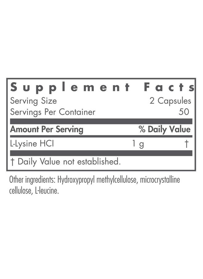 Nutricology L Lysine 500 Mg Collagen And Bone Health Immune Support 100 Vegetarian Capsules  - Image 3