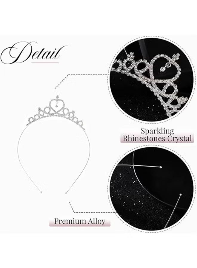 تاج كريستالي للفتيات، تاج أميرة فضي للأطفال لحفلات أعياد الميلاد وعصابات رأس مرصعة بأحجار الراين، قطع رأس للعروس والزفاف للفتيات والأطفال - Image 4