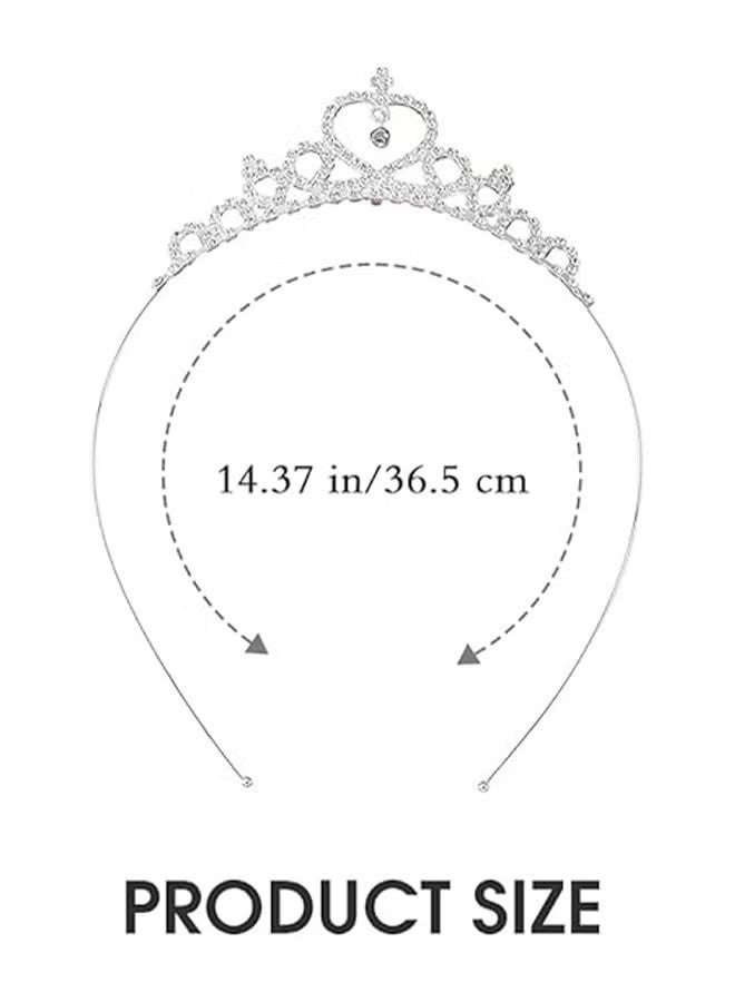 تاج كريستالي للفتيات، تاج أميرة فضي للأطفال لحفلات أعياد الميلاد وعصابات رأس مرصعة بأحجار الراين، قطع رأس للعروس والزفاف للفتيات والأطفال - Image 2
