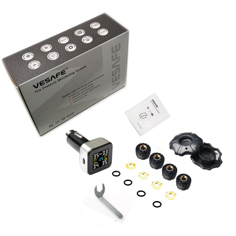 نظام مراقبة ضغط الإطارات اللاسلكي، TPMS عالمي مع شاشة عرض ملونة في الوقت الفعلي، 5 أوضاع إنذار، 4 حساسات ضغط إطارات مقاومة للماء، عمر بطارية سنتين، 0-6 بار / 0-87 PSI - Image 5