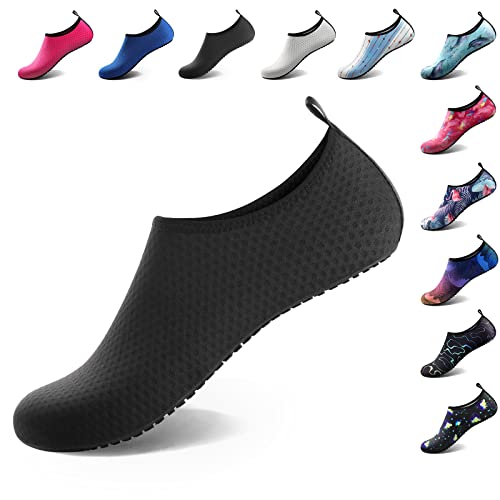 ATHMILE Water Socks for Women Men Adult Aqua Swim Shoes Beach River Pool Barefoot Yoga Exercise Wear Sport Accessories Quick-Dry Must Haves Size 7-8Women/6-7Men(Black-NW002) - Image 1