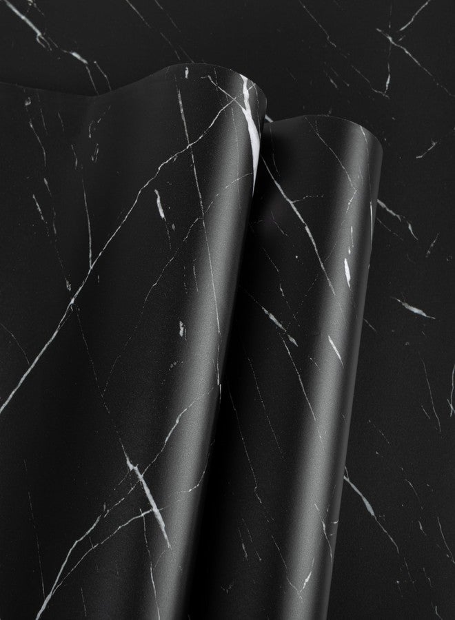 Abyssaly Black Peel and Stick Countertops Waterproof Matte Marble Contact Paper Granite Self Adhesive Vinyl Wrap for Kitchen Cabinets Backsplash Home Decor 15.7" x 118" - Image 1