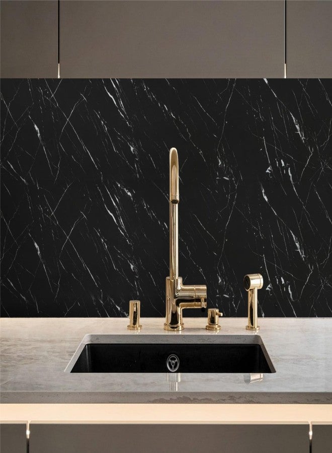 Abyssaly Black Peel and Stick Countertops Waterproof Matte Marble Contact Paper Granite Self Adhesive Vinyl Wrap for Kitchen Cabinets Backsplash Home Decor 15.7" x 118" - Image 4