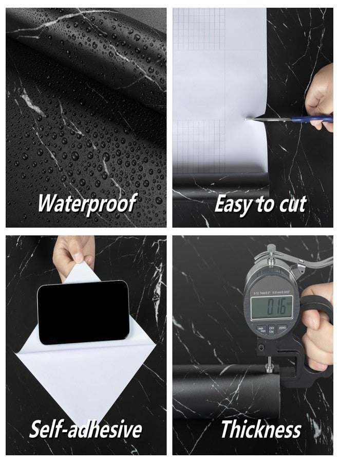 Abyssaly Black Peel and Stick Countertops Waterproof Matte Marble Contact Paper Granite Self Adhesive Vinyl Wrap for Kitchen Cabinets Backsplash Home Decor 15.7" x 118" - Image 5