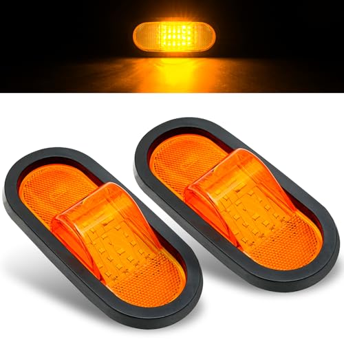 PVerandio 2Pcs 6.5 inch Trailer Turn Signal Lighgts 6 Inch Oval LED Mid Turn Signal Amber Marker Light 24 LED w/Reflex Lens Mid-Ship Marker and Turn Signal Lights IP67 Waterproof - Image 1