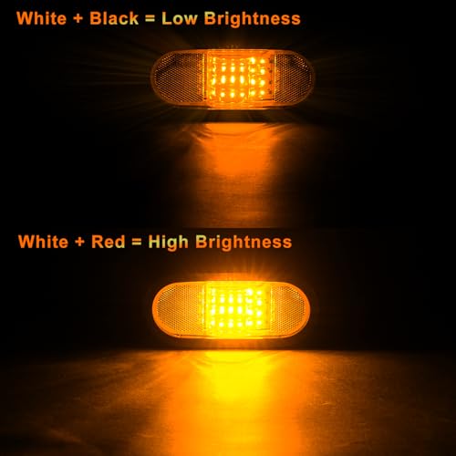 PVerandio 2Pcs 6.5 inch Trailer Turn Signal Lighgts 6 Inch Oval LED Mid Turn Signal Amber Marker Light 24 LED w/Reflex Lens Mid-Ship Marker and Turn Signal Lights IP67 Waterproof - Image 2