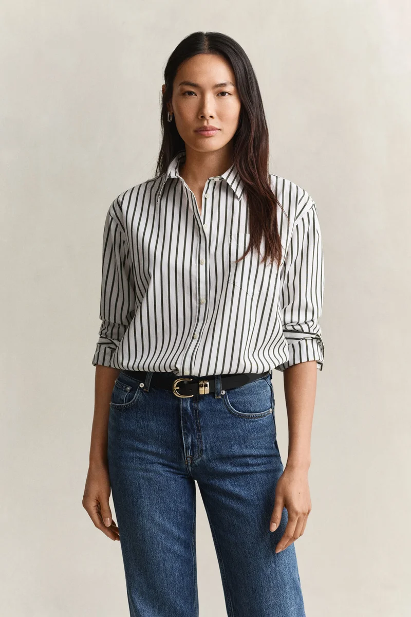 غانت Relaxed Classic Poplin Striped Shirt