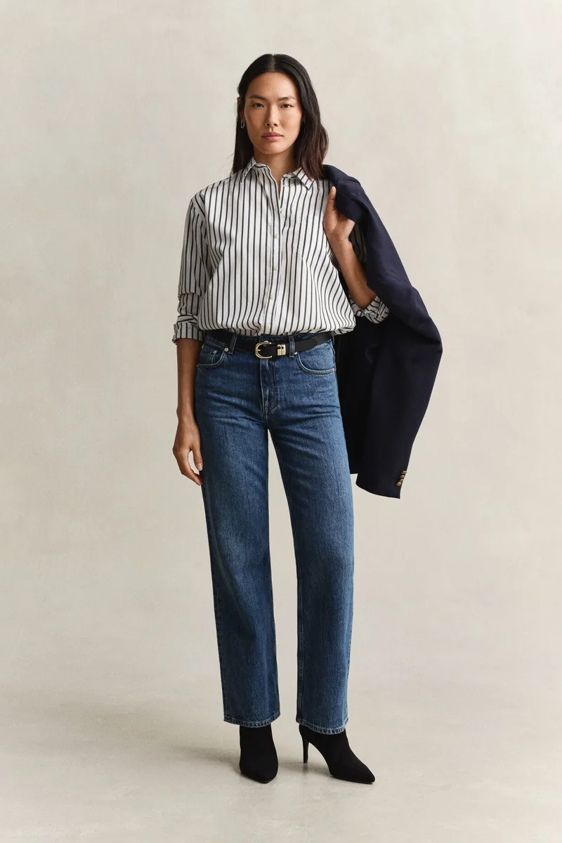 غانت Relaxed Classic Poplin Striped Shirt