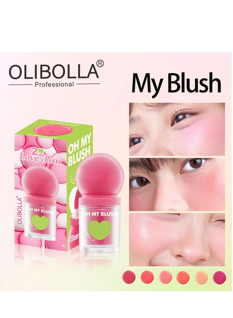 أوليبولا مكياج أحمر الخدود طويل الأمد، أحمر خدود سائل كريمي مقاوم للماء، أحمر خدود طبيعي غير لامع مع نفخة، أحمر خدود أحمر خدود قابل للمزج والقابل للبناء، ملمس ناعم وخفيف الوزن وعالي الصبغة - Image 1