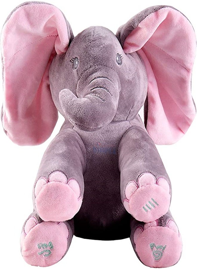 Goolsky Goolsky Baby Animated Stuffed Plush Singing Peek A Boo Elephant Interactive Musical Peek-a-Boo for Toddlers with Moving Ears, Adorable Stuffed Animal Toy  - Image 1