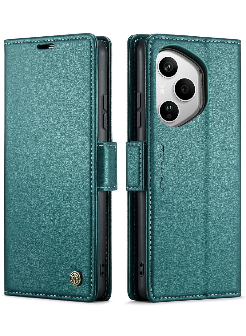 كيس مي جراب موبايل من الجلد الصناعي الفاخر مقاوم ضد البصمات  023 وحامل للكروت و البطاقات متوافق مع Honor 400 Pro (اخضر) - Image 1