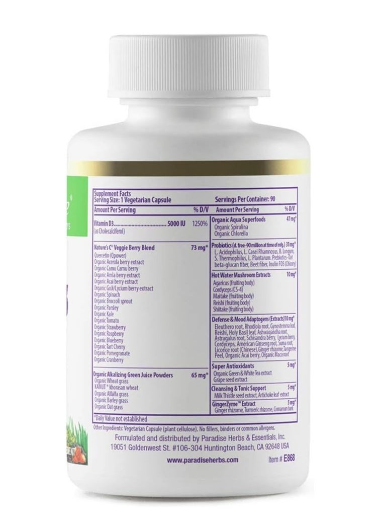 Paradise Herbs - Earth'S Blend Vitamin D3 Superfood Formula 5000 Iu 90 Capsules - Image 1