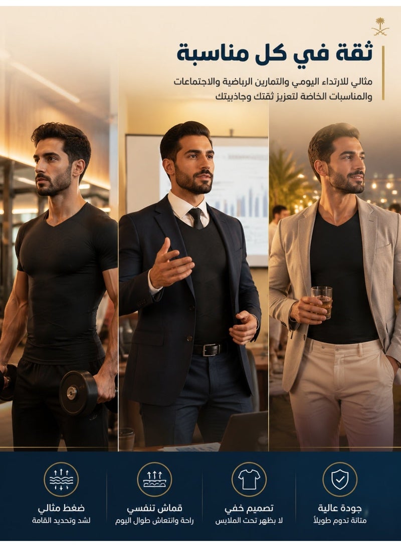 ملابس داخلية رجالية لتشكيل البطن، قميص ضاغط رجالي، مشد للجسم للتنحيف، قمصان داخلية رجالية - Image 5