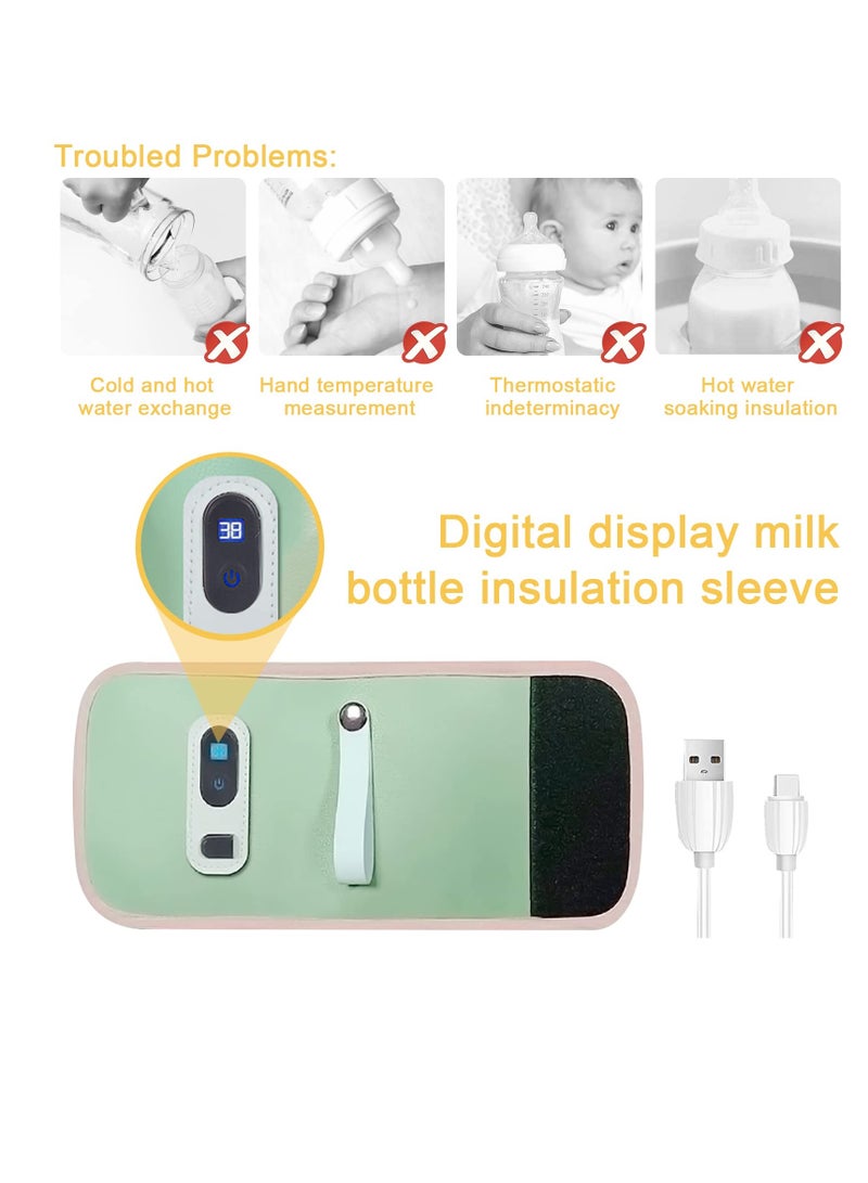Excefore Bottle Warmer Cover, Baby Bottle Heater, USB Bottle Warmer Bag, Portable Baby Bottle Food Warmer, with 5 Levels of Temperature Adjustment, Travel Smart Insulation Milk Bottle Cover Bag - Image 5