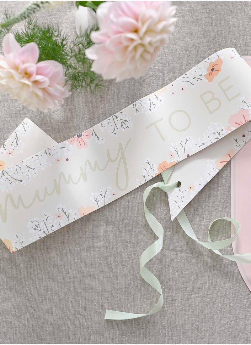Ginger Ray Floral Mummy to Be Paper Sash - Image 1