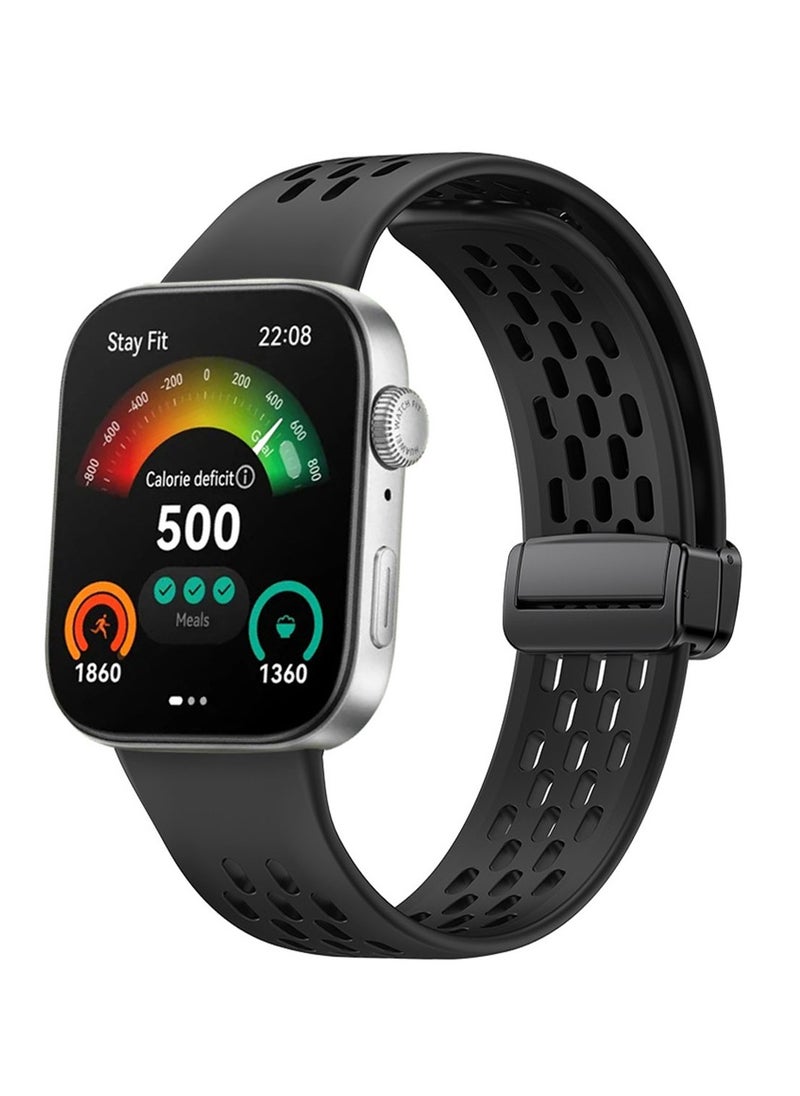 Youque Silicone Sport Watch Strap/Watchband for HUAWEI Watch Fit 3/ Fit 4/ Fit 4 Pro  Smartwatch Black  - Image 1