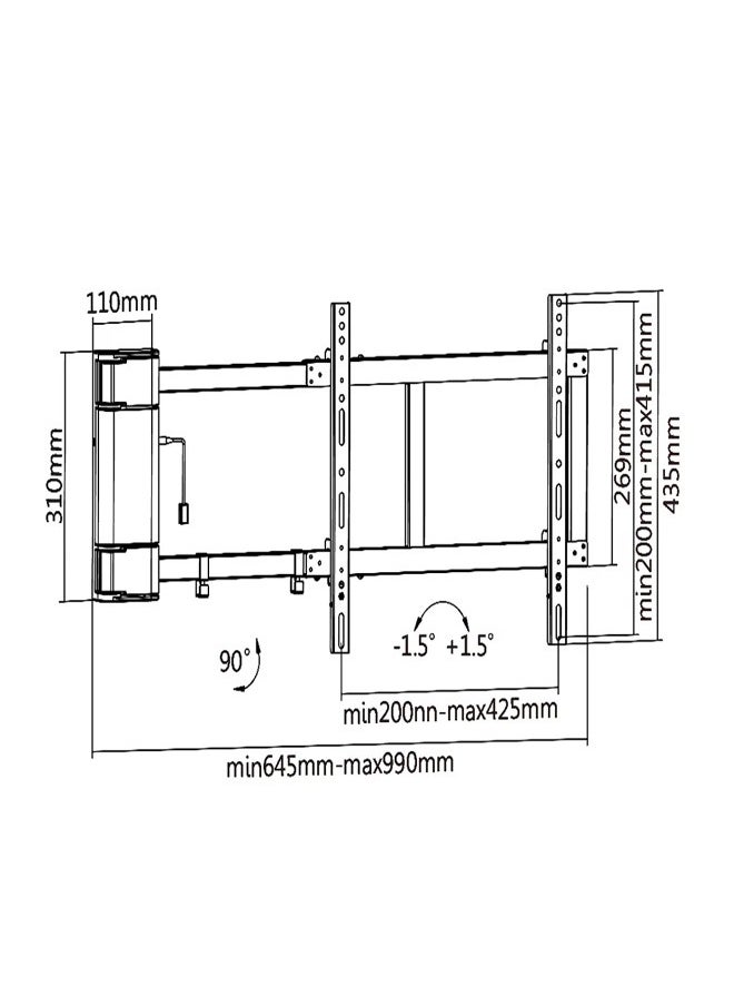 Skill Tech SH M03GR Motorized Panning TV Wall Mount with Remote Control for 32–60 Inch LED/LCD Screens, VESA 600x400, Max Load 40kg – Black  - Image 3