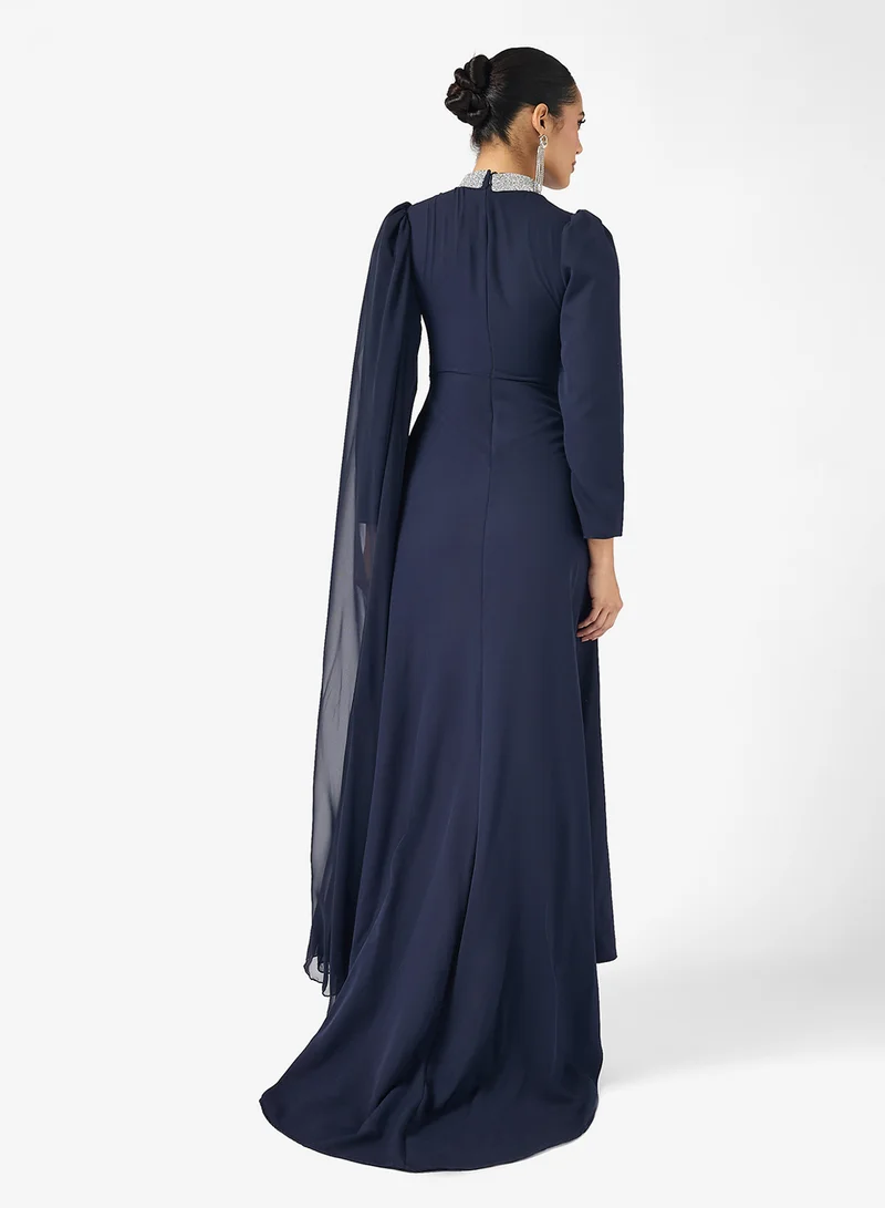 Khizana Draped Dress With Shoulder Trail