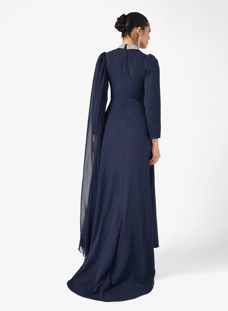 Khizana Draped Dress With Shoulder Trail - Image 2
