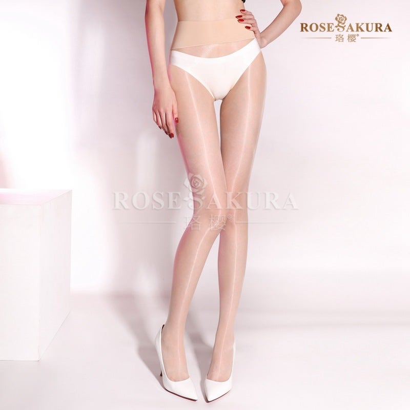 Luoying 8408 Oil Bright 624 Needle High Density Seamless Coagulating Pantyhose Ultra-Thin Hand-Feel Smooth Oil Glow Transparent Pantyhose - Image 5